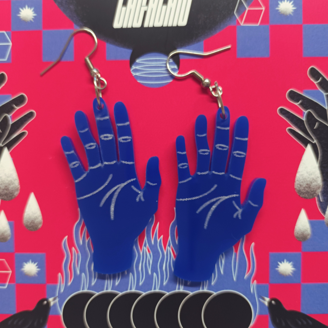 Aretes Flama, Conejo, Cuervo o Mano - LaGalan Illustration