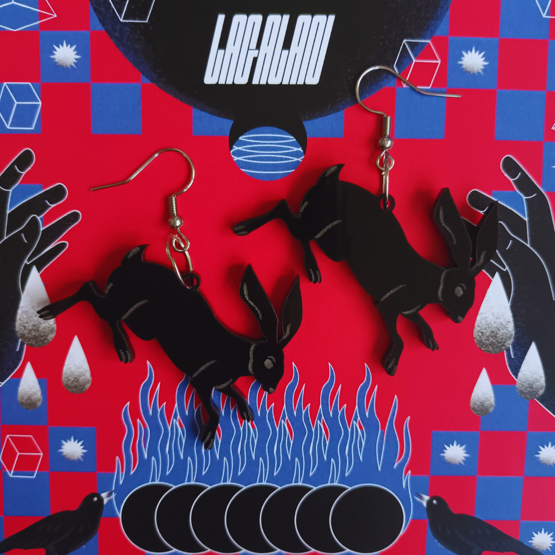 Aretes Flama, Conejo, Cuervo o Mano - LaGalan Illustration